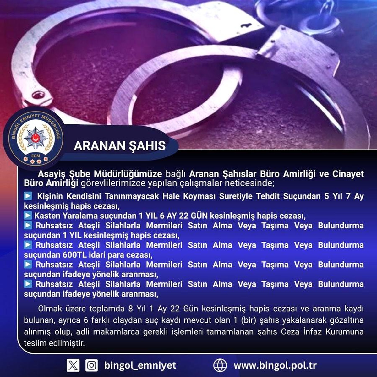 Bingöl'de Aranan Şüpheli Yakalandı