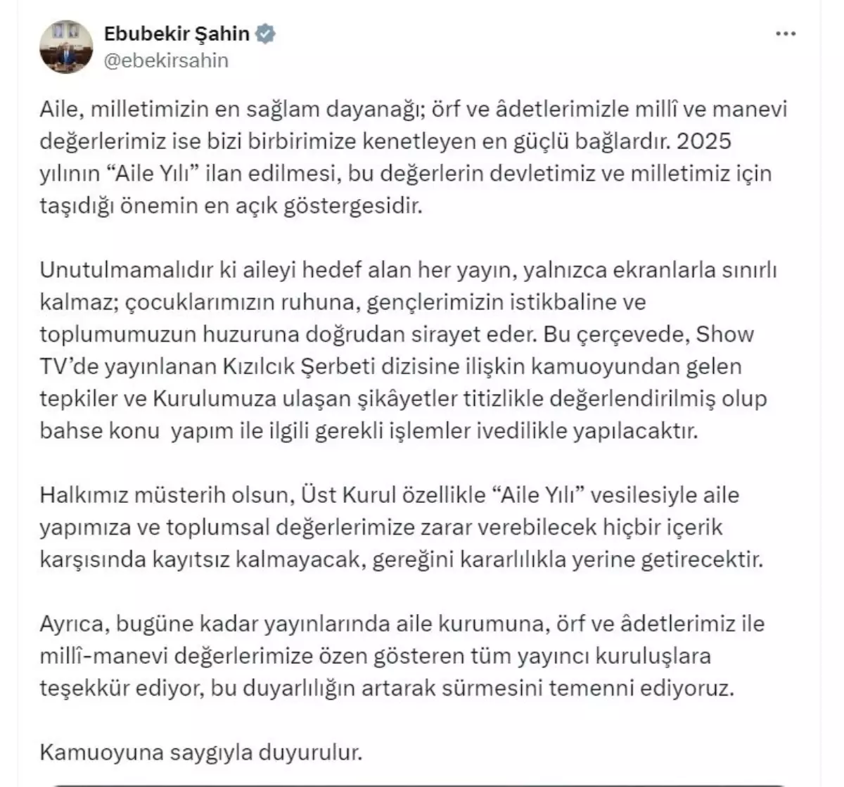 RTÜK'ten Aile Yılı Açıklaması: Aileye Zarar Verecek İçeriklere Geçit Yok