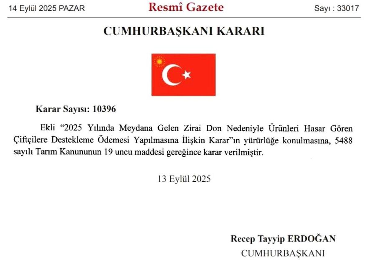 Zirai Don İçin Çiftçilere Destek Ödemesi