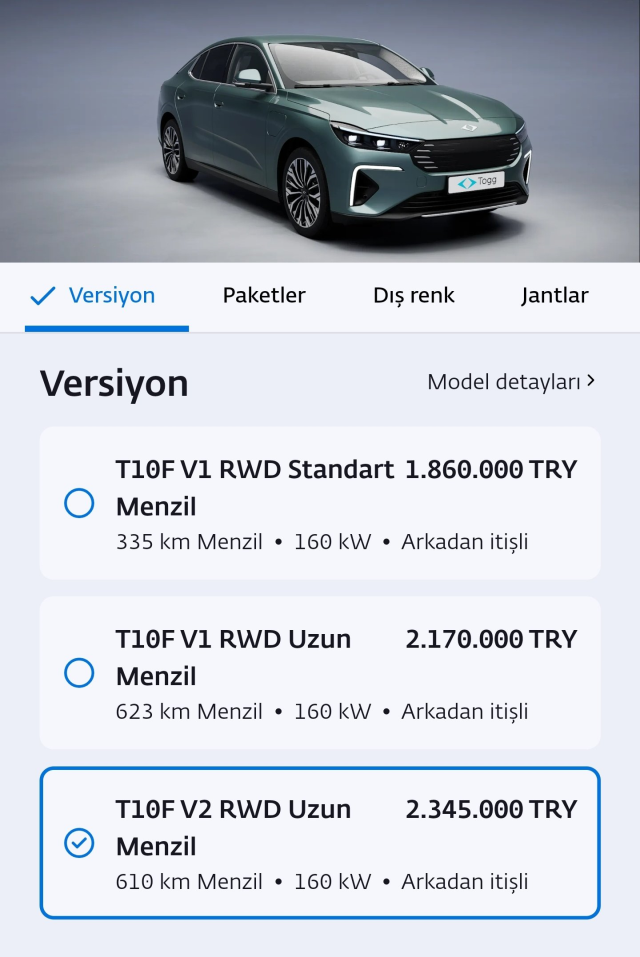 The price of Togg T10F has been revealed! There are 3 different equipment options