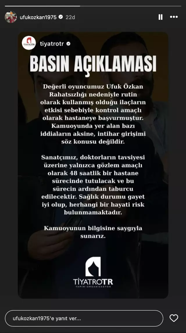 Confusing post from Ufuk Özkan's brother