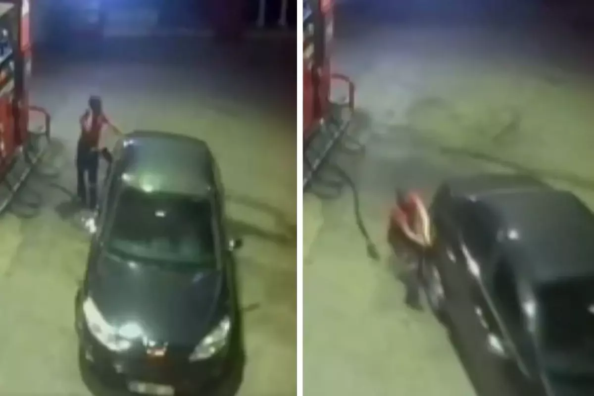 Benzin koyduğu araç hareket etti, elindeki fırlatıp aracı tutmaya çalıştı