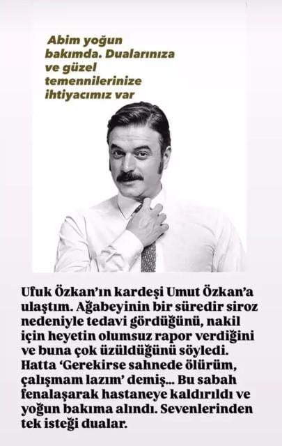 Ufuk Özkan, who has been in the news with allegations of suicide, is in intensive care
