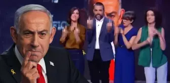 Televizyon programında şoke eden anlar! Netanyahu'ya orta parmak gösterdiler