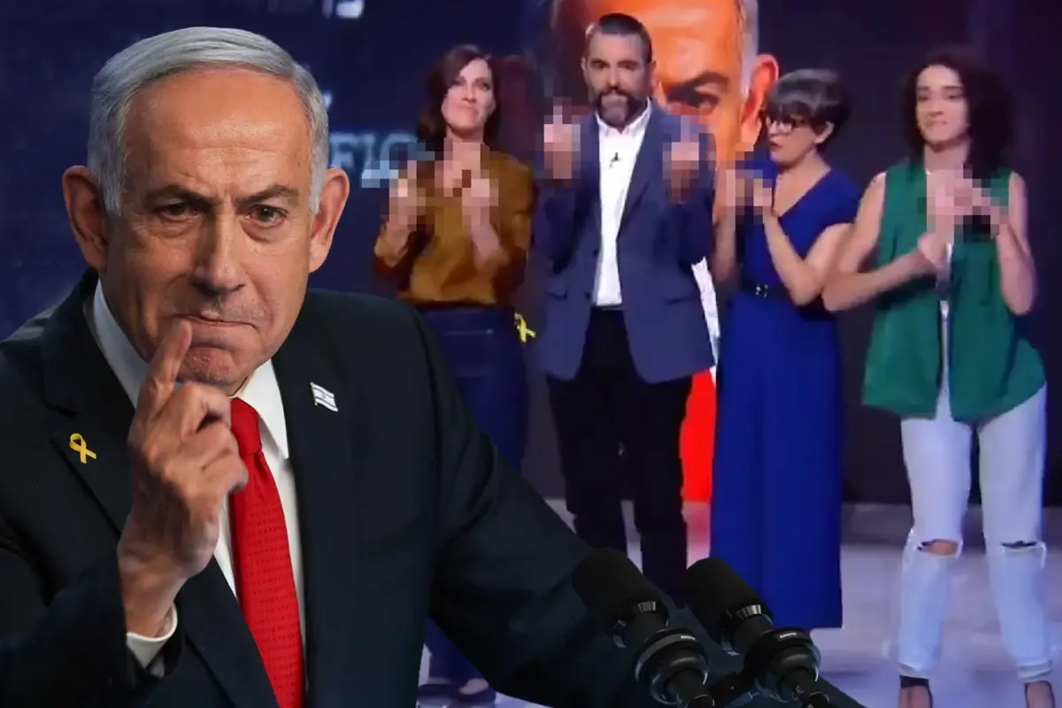 Televizyon programında şoke eden anlar! Netanyahu'ya orta parmak gösterdiler