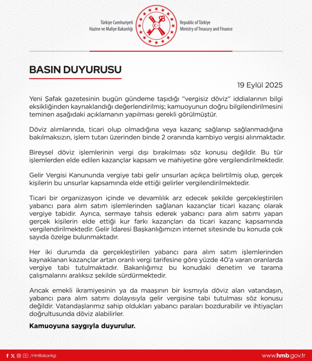 The Ministry of Treasury and Finance denied the claims of a 'tax-free foreign exchange system'