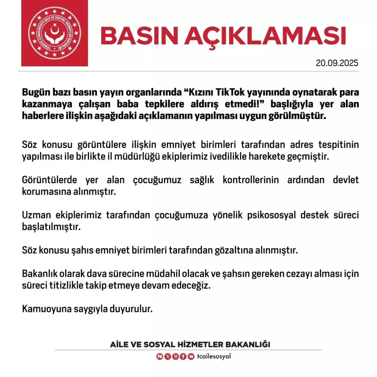 Devlet, TikTok'ta Kullanılan Çocuğu Koruma Altına Aldı
