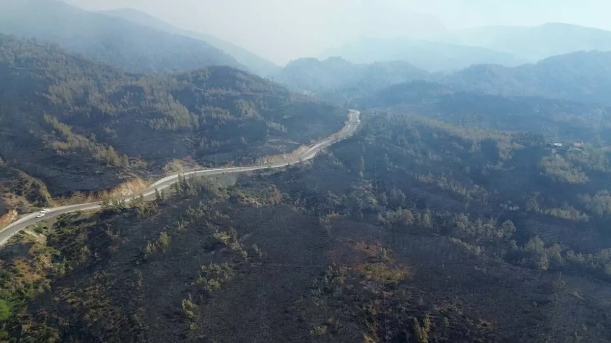 Köyceğiz'deki Orman Yangını Dronla Görüntülendi