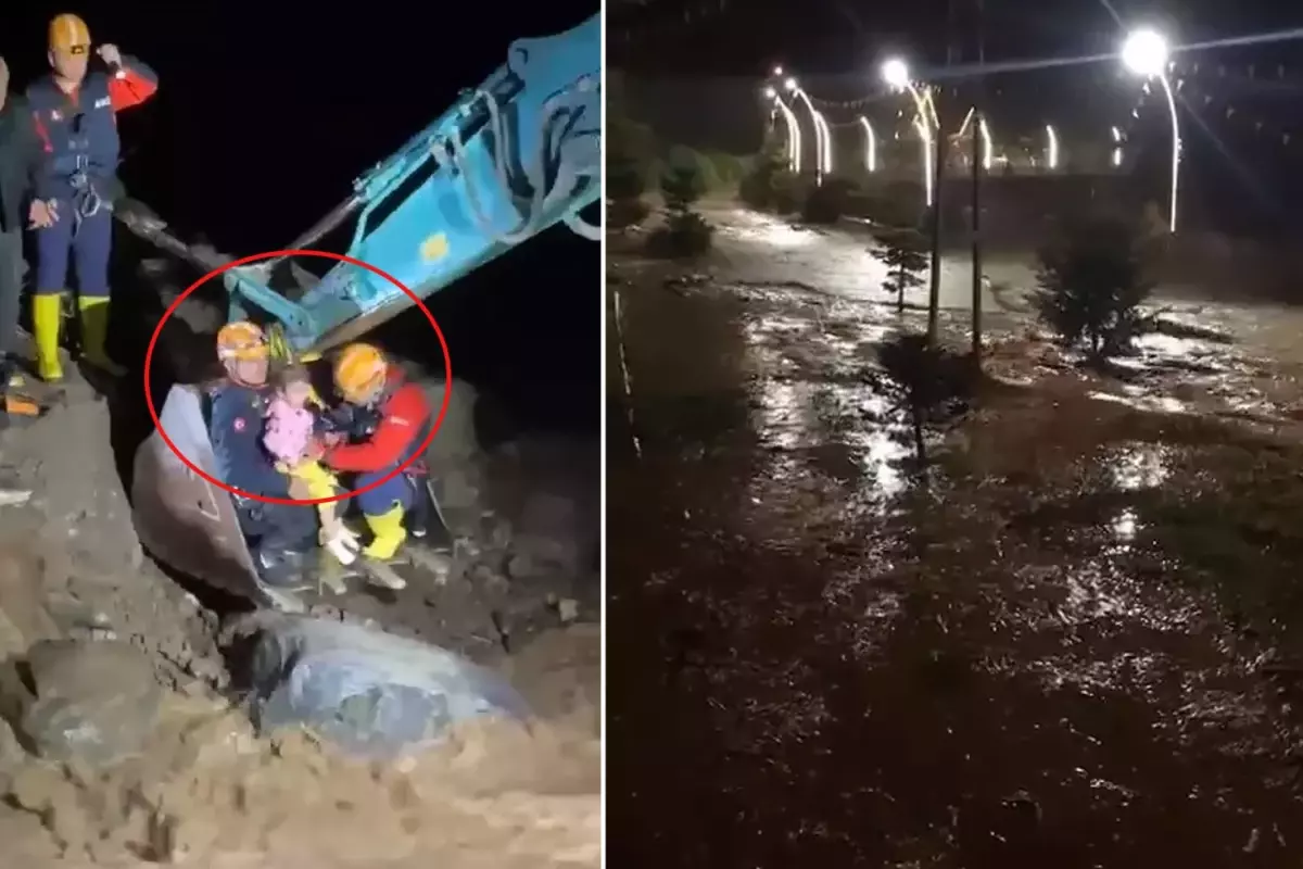 Rize'de yağış, sel ve heyelan! Vatandaşlar iş makineleriyle kurtarıldı