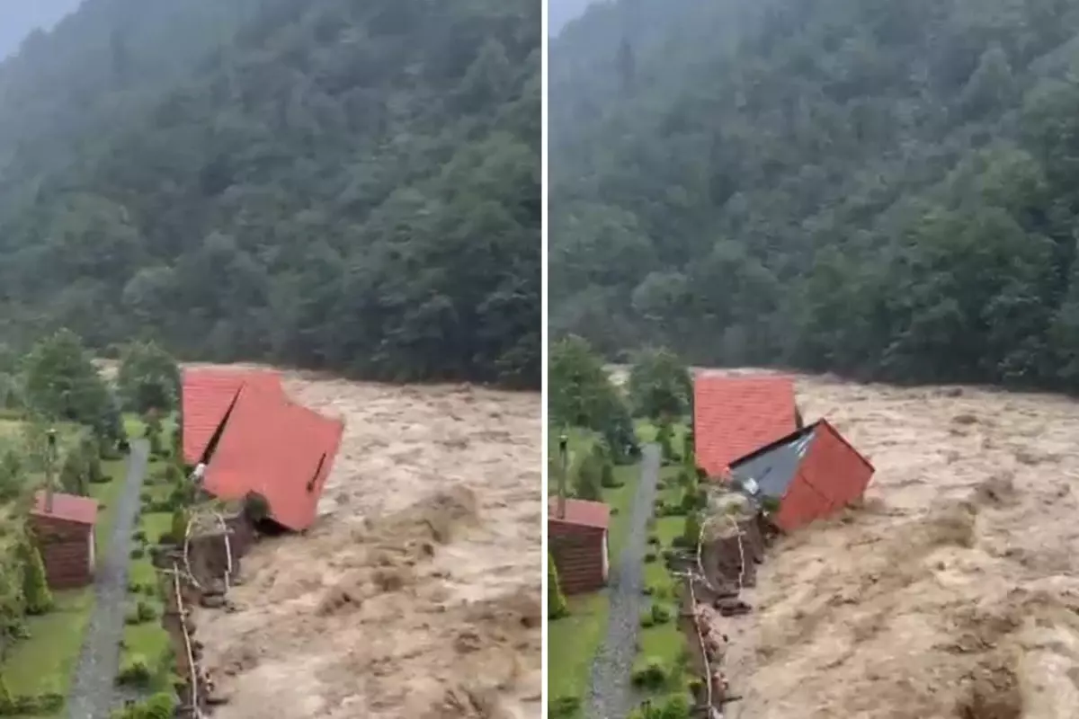 Görüntü selin vurduğu Rize'den: Doğanın gücü, insan hatasını yine affetmedi