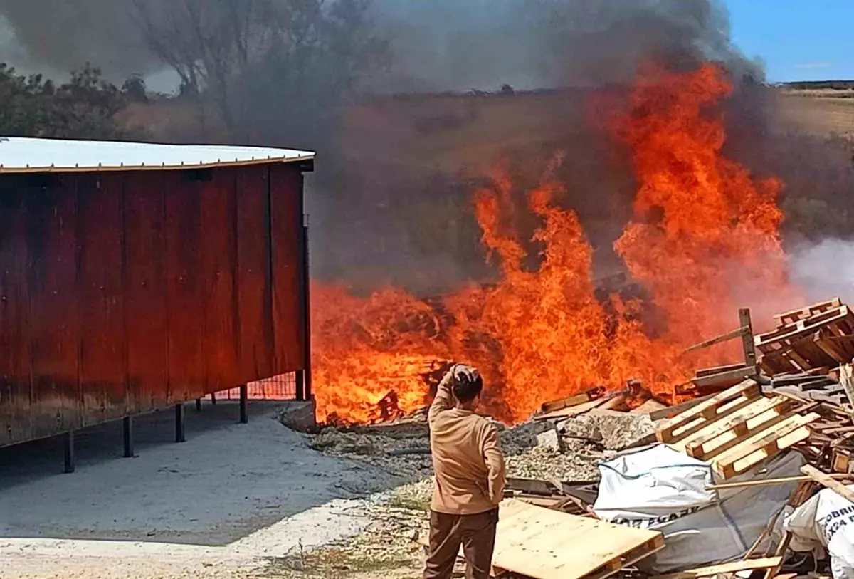 Tekirdağ'da Palet Fabrikasında Büyük Yangın