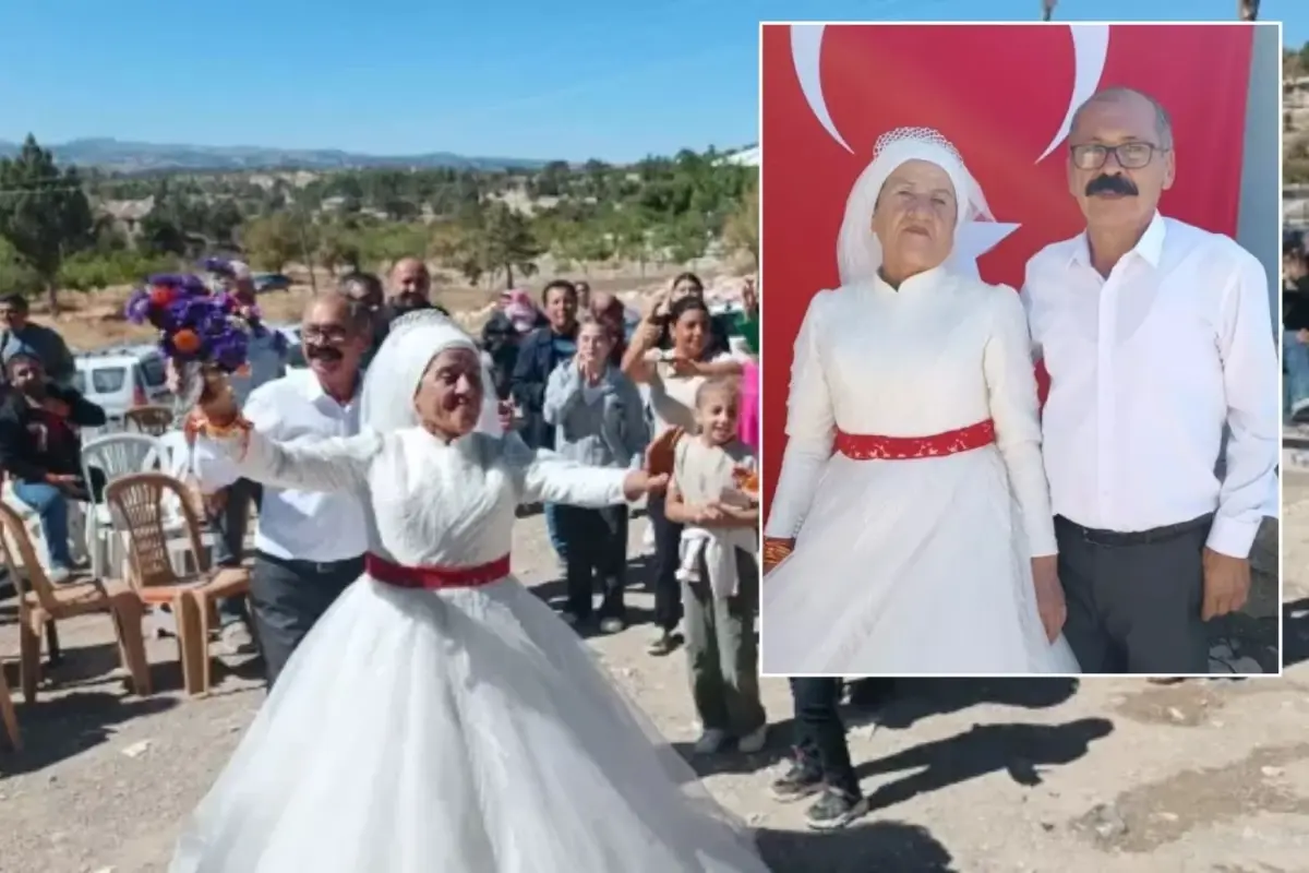 Tam 40 yıl beklediler! 4 çocuk, 9 torun sahibi çift gelinlik ve damatlık giydi