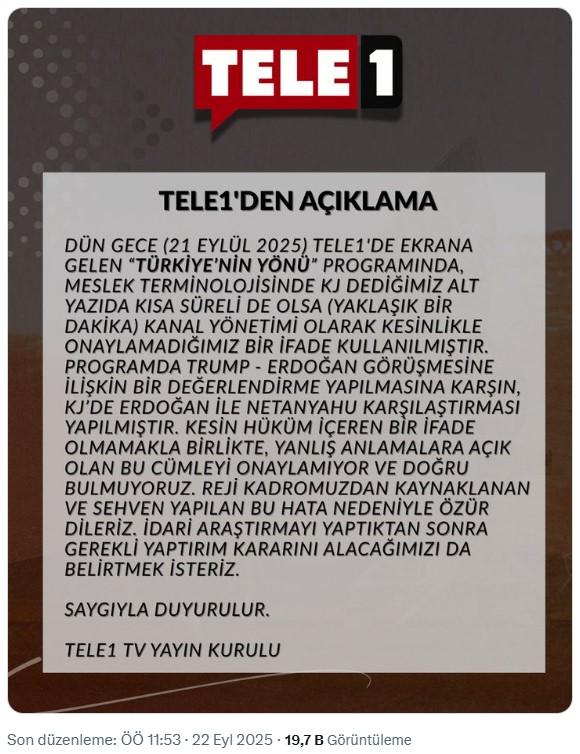 A scandal related to Erdoğan on the television channel! Reactions came one after another