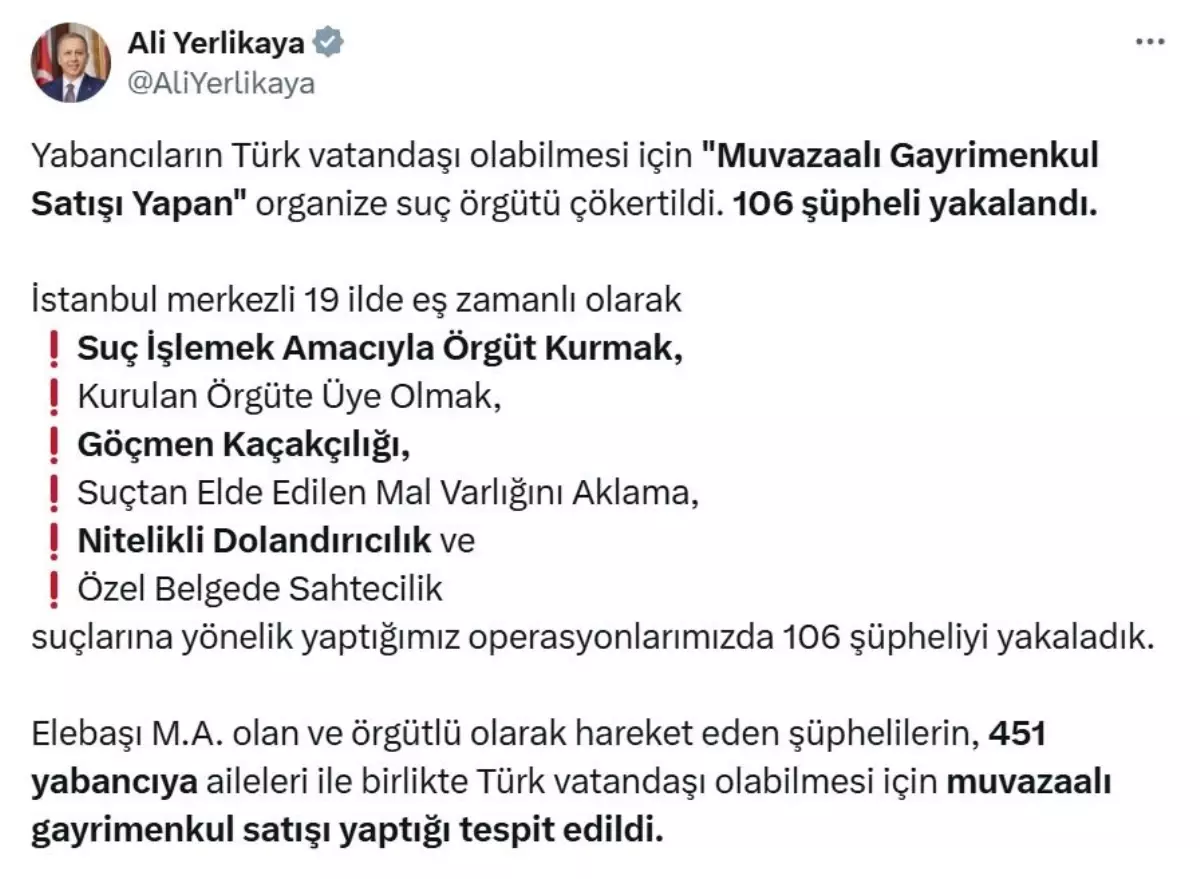 Yabancıların Muvazaalı Gayrimenkul Satışıyla Vatandaşlık Kandırıcılığı Çökertildi