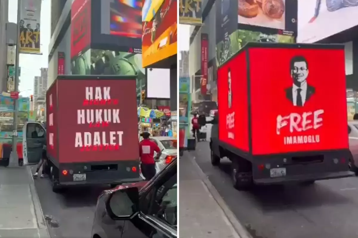 New York sokaklarında 'İmamoğlu' kamyonu