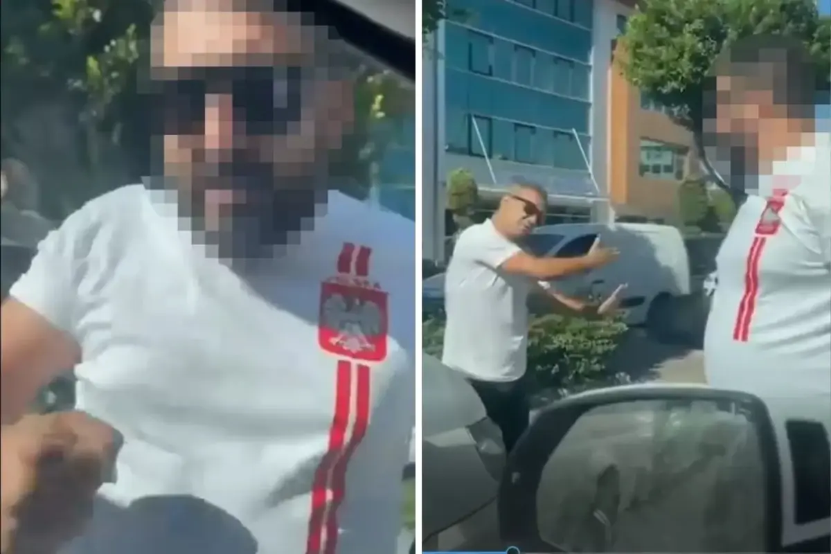 Tartıştığı Ukraynalı sürücünün önünü kesti, aracı yumrukladı