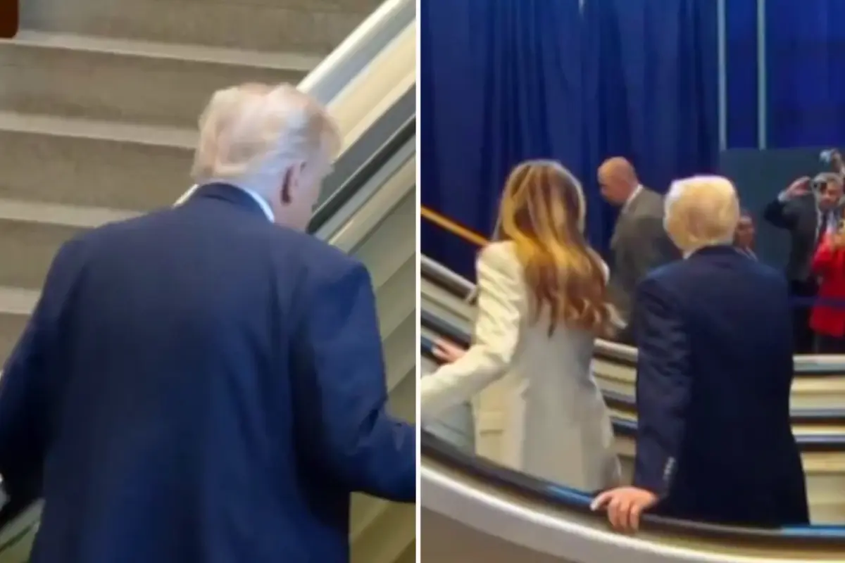 Yürüyen merdiven Trump binecekken arızalandı