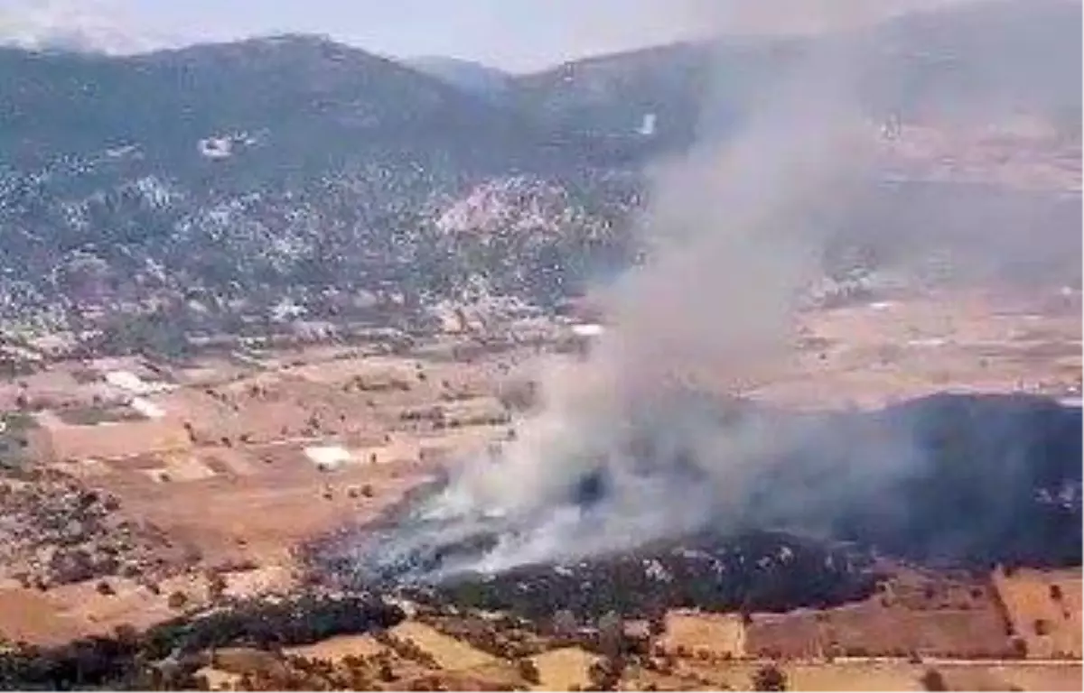 Burdur'un Ağlasun ilçesinde tarlada çıkan yangın ormanlık alana sıçradı
