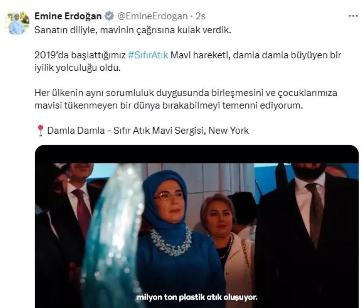 Emine Erdoğan'dan 'Sıfır Atık Mavi' Sergisine Video