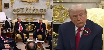 Oval Ofis'te tarihi anlar! Trump'ın yakasındaki rozet dikkat çekti