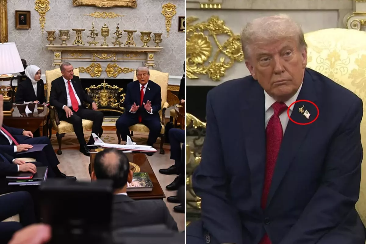 Oval Ofis'te tarihi anlar! Trump'ın yakasındaki rozet dikkat çekti