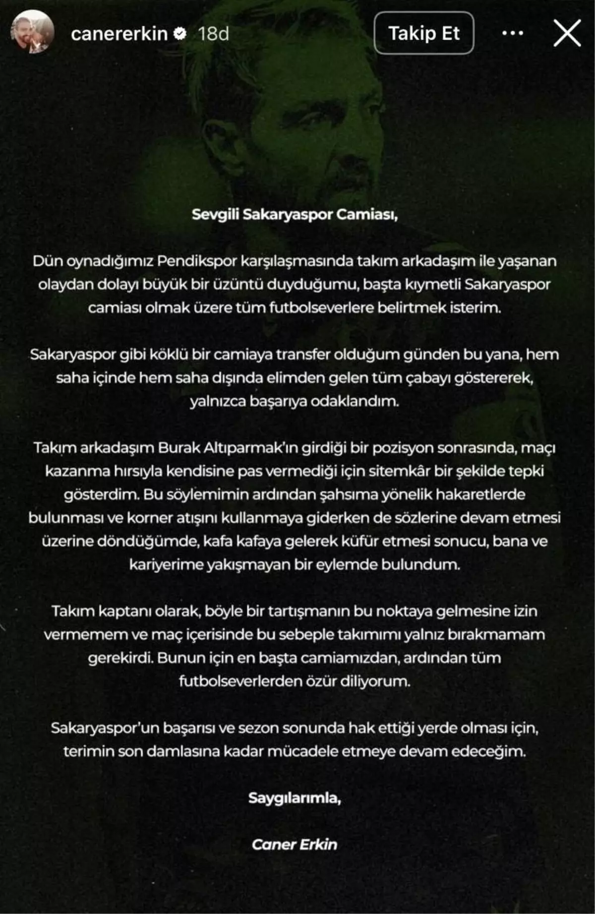 Caner Erkin Tokat Olayını Değerlendirdi