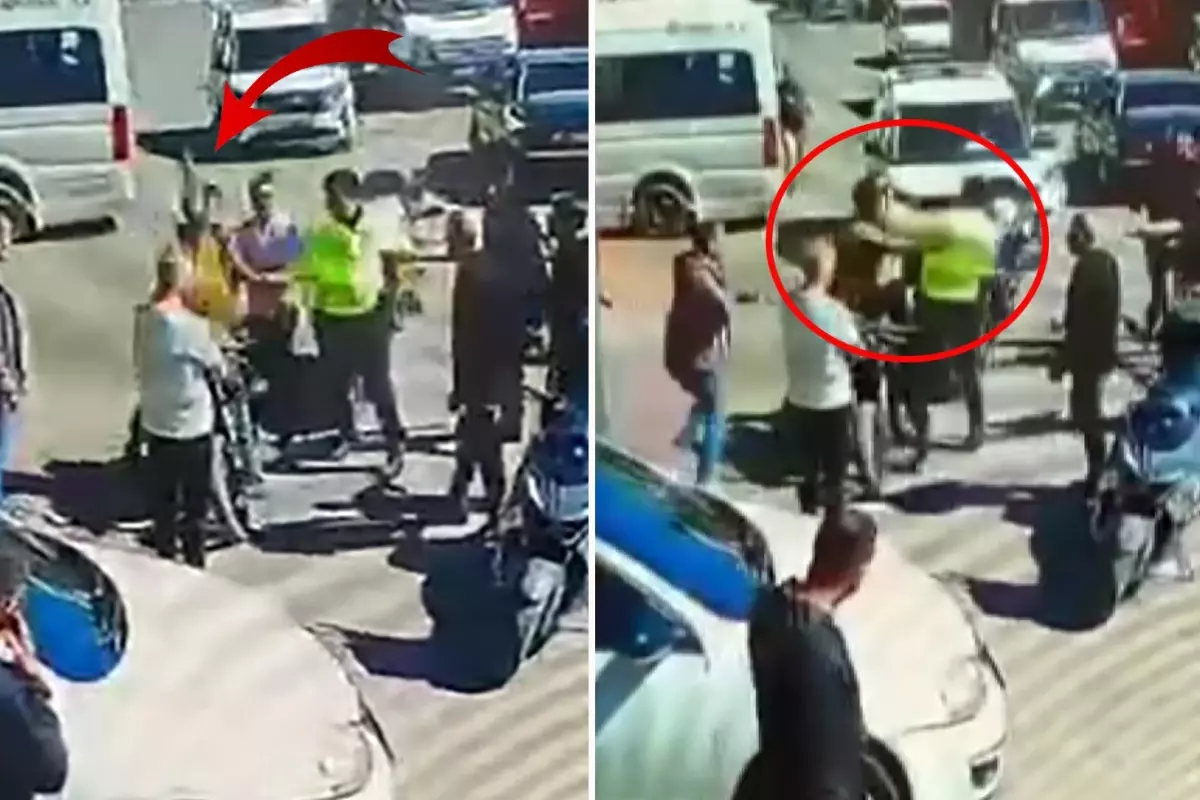 Evrak isteyen polise yumrukla karşılık verdi