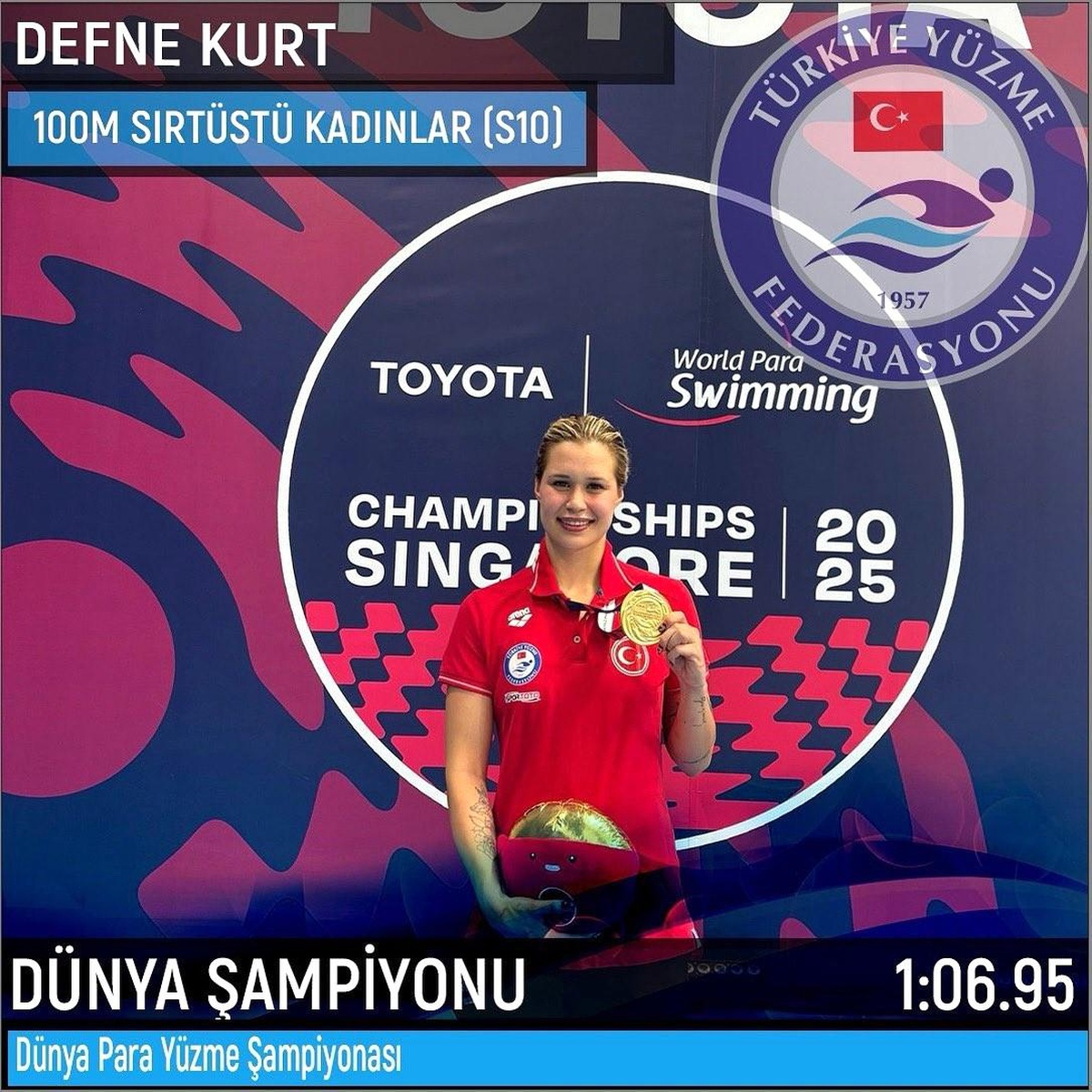 Defne Kurt, Dünya Para Yüzme Şampiyonu Olmayı Başardı