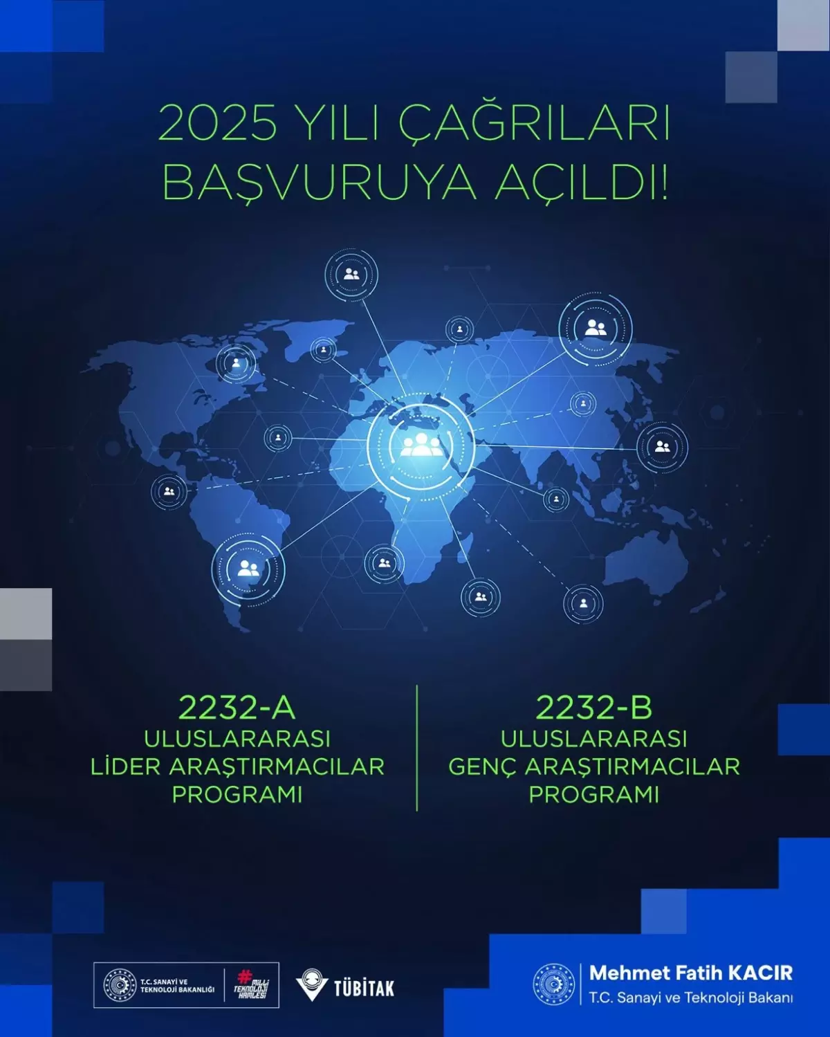 TÜBİTAK 2025 Uluslararası Araştırmacılar Programı Başvuruları Açıldı