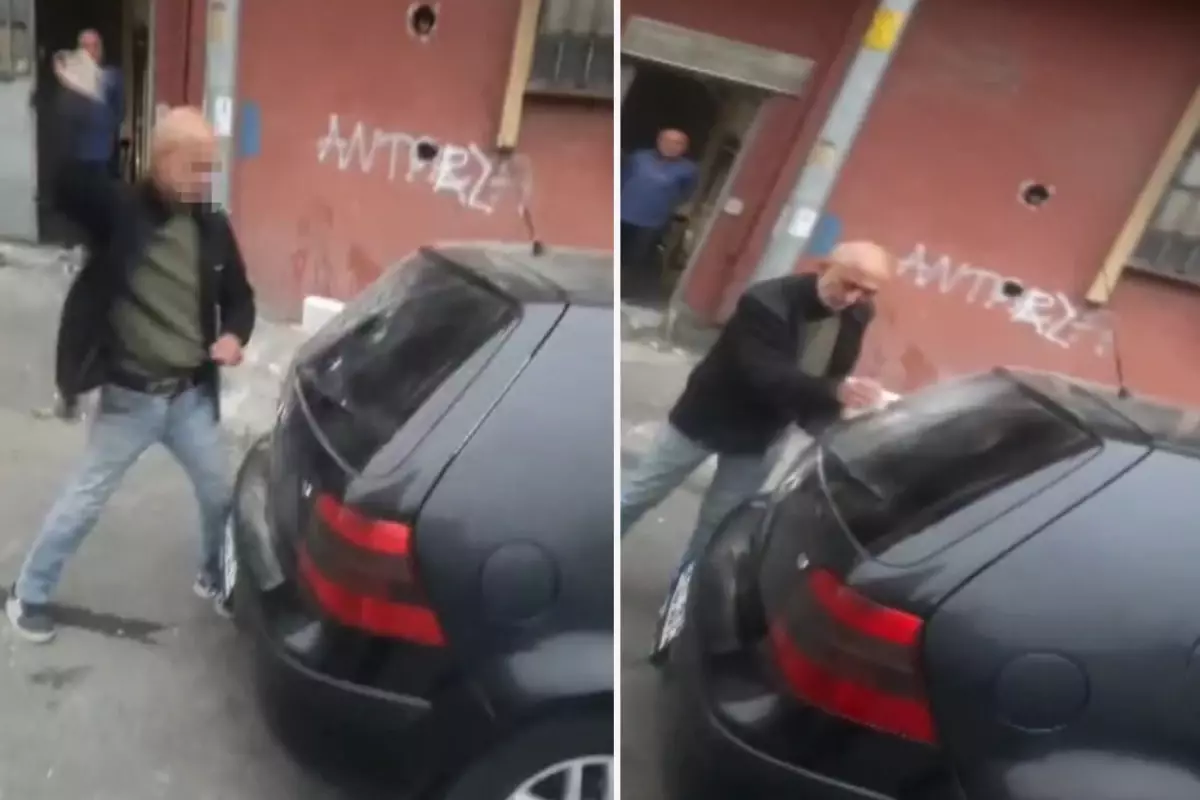 Alkollü şahıs, esnafın aracını taşla paramparça etti