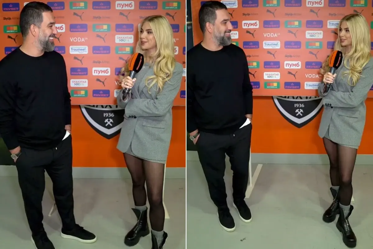 Arda Turan ve yüzüne bakmadığı spiker arasında Türkçe diyalog