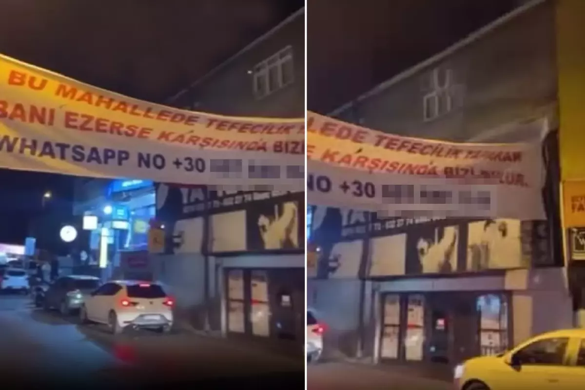Mahalleyi karıştıran pankart! Telefon kodu dikkatlerden kaçmadı