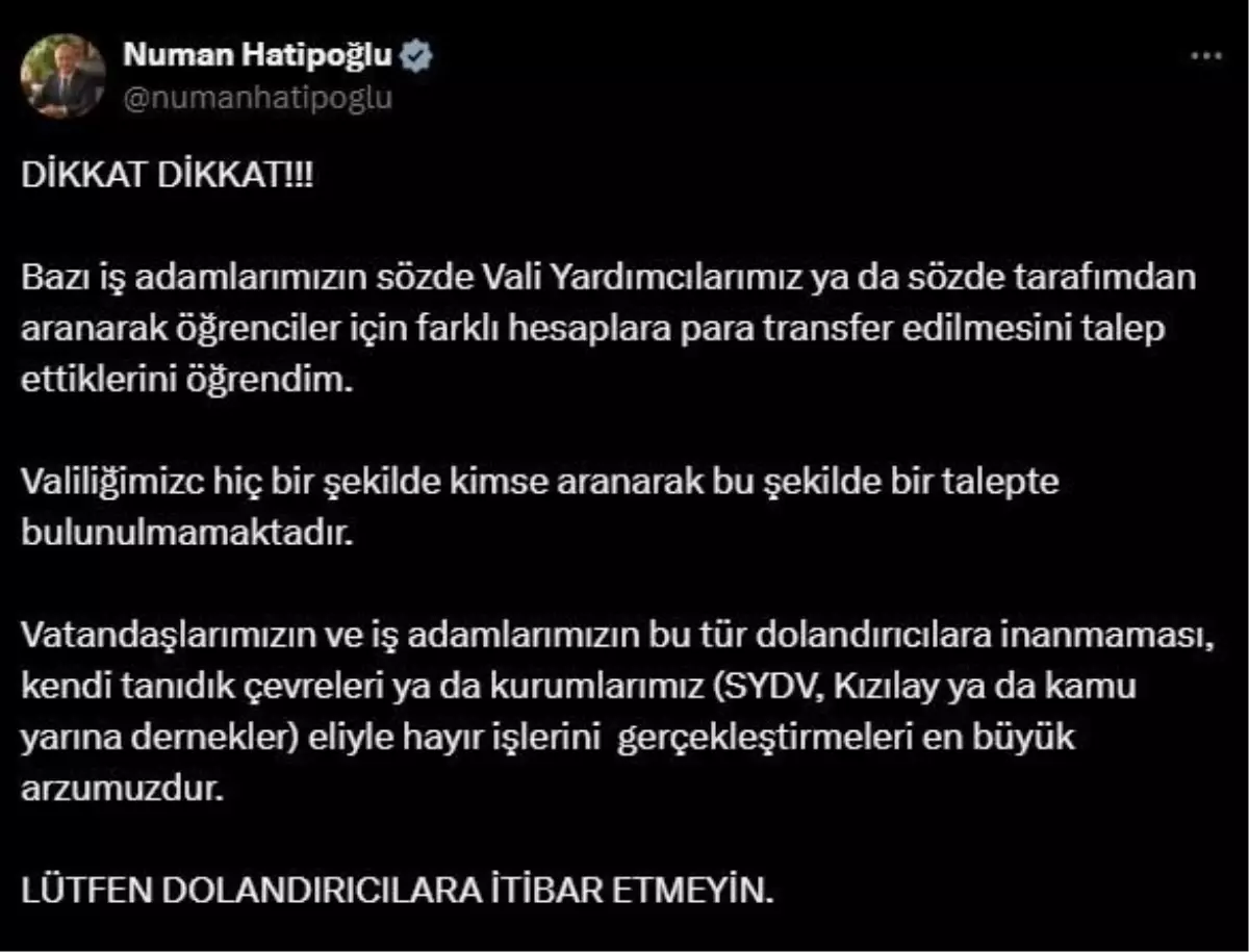 Elazığ Valisi Dolandırıcılık Olaylarına Dikkat Çekti