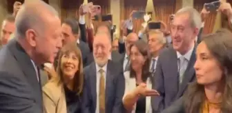 Cumhurbaşkanı Erdoğan, Genel Kurul'da fark etmediği DEM Partili Hatimoğulları'yla resepsiyonda tokalaştı: Kusura bakmayın