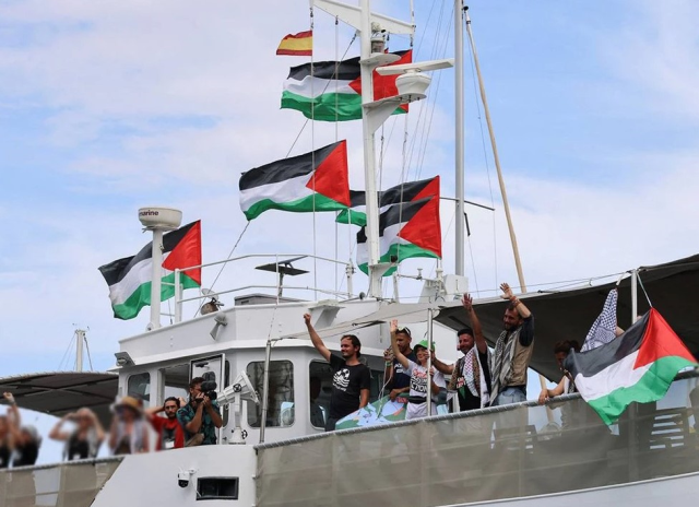 Attack alert on the Sumud Fleet approaching Gaza: 12 Israeli ships have come within 10 miles of us