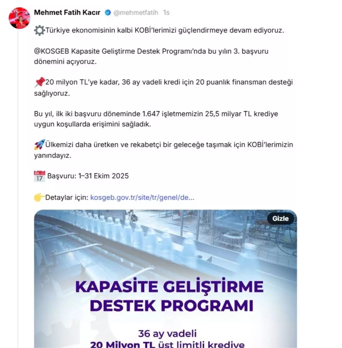 KOSGEB Kapasite Geliştirme Destek Programı'nın 3. Dönemi Başladı
