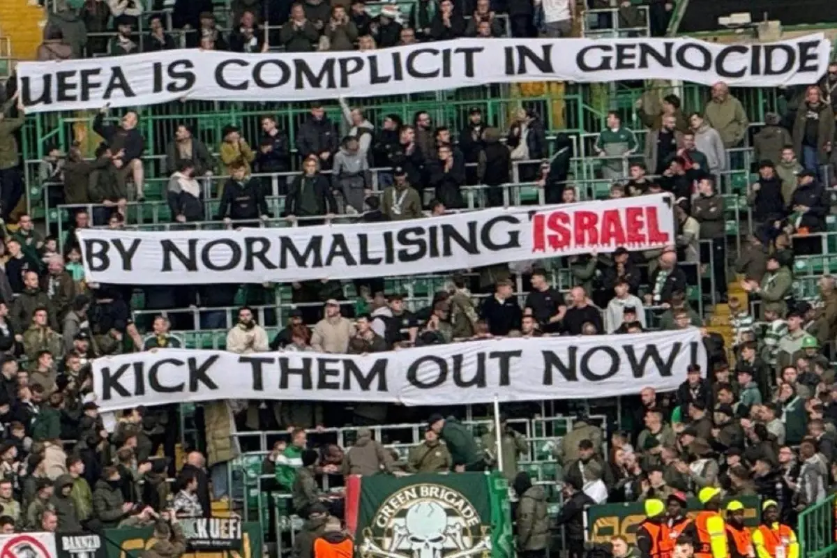 Celtic taraftarları UEFA'yı suçlayarak İsrail'i protesto etti