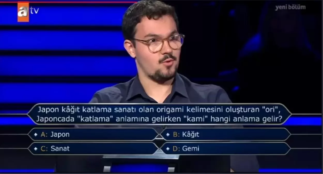 Japon katlama sanatı olan origami kelimesini oluşturan ori Japoncada katlama anlamına gelirken gami hangi anlama gelir?
