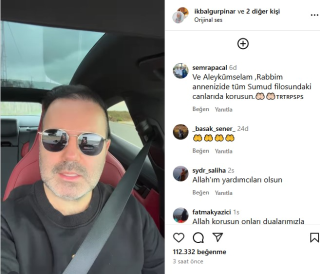 There is a statement from İkbal Gürpınar's son, who was detained in the Sumud Fleet