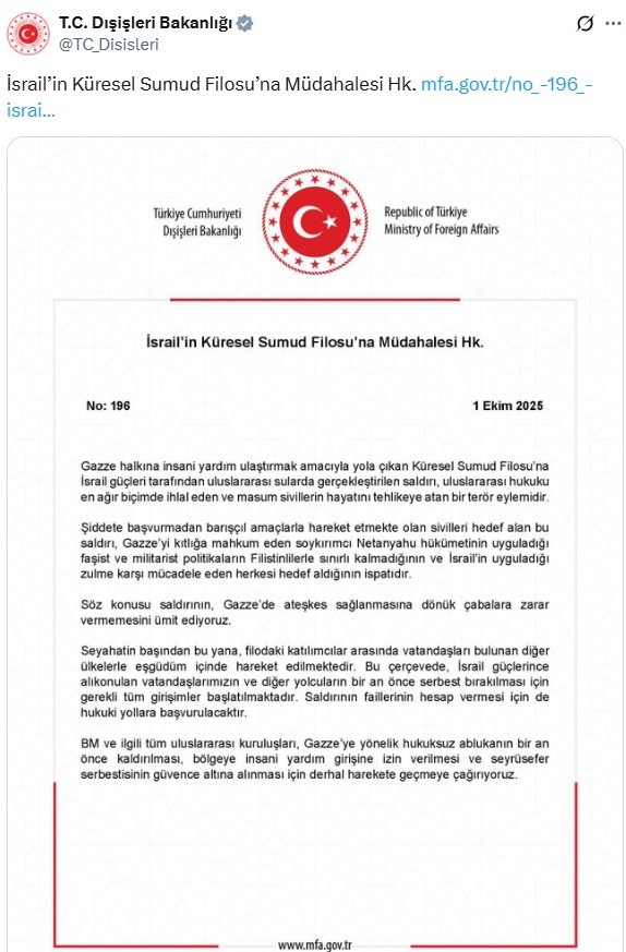 Türkiye'den İsrail'e peş peşe 'Sumud' tepkisi