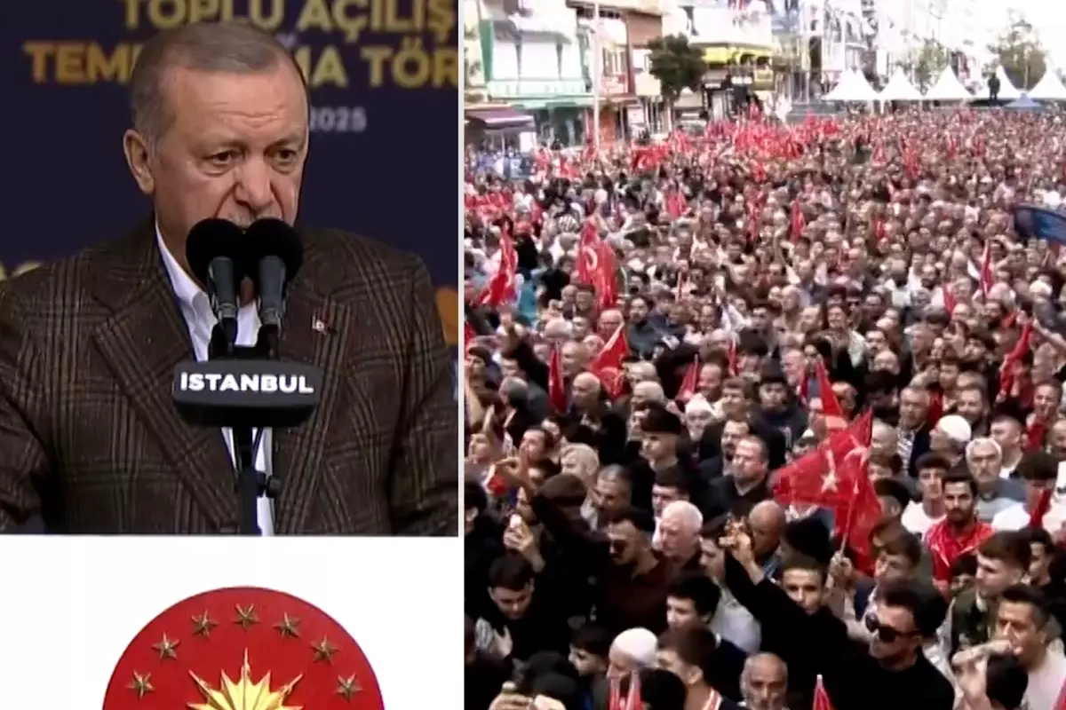Açılışa damga vuran an: Cumhurbaşkanı Erdoğan, alandaki sesi duyunca konuşmasına ara verdi
