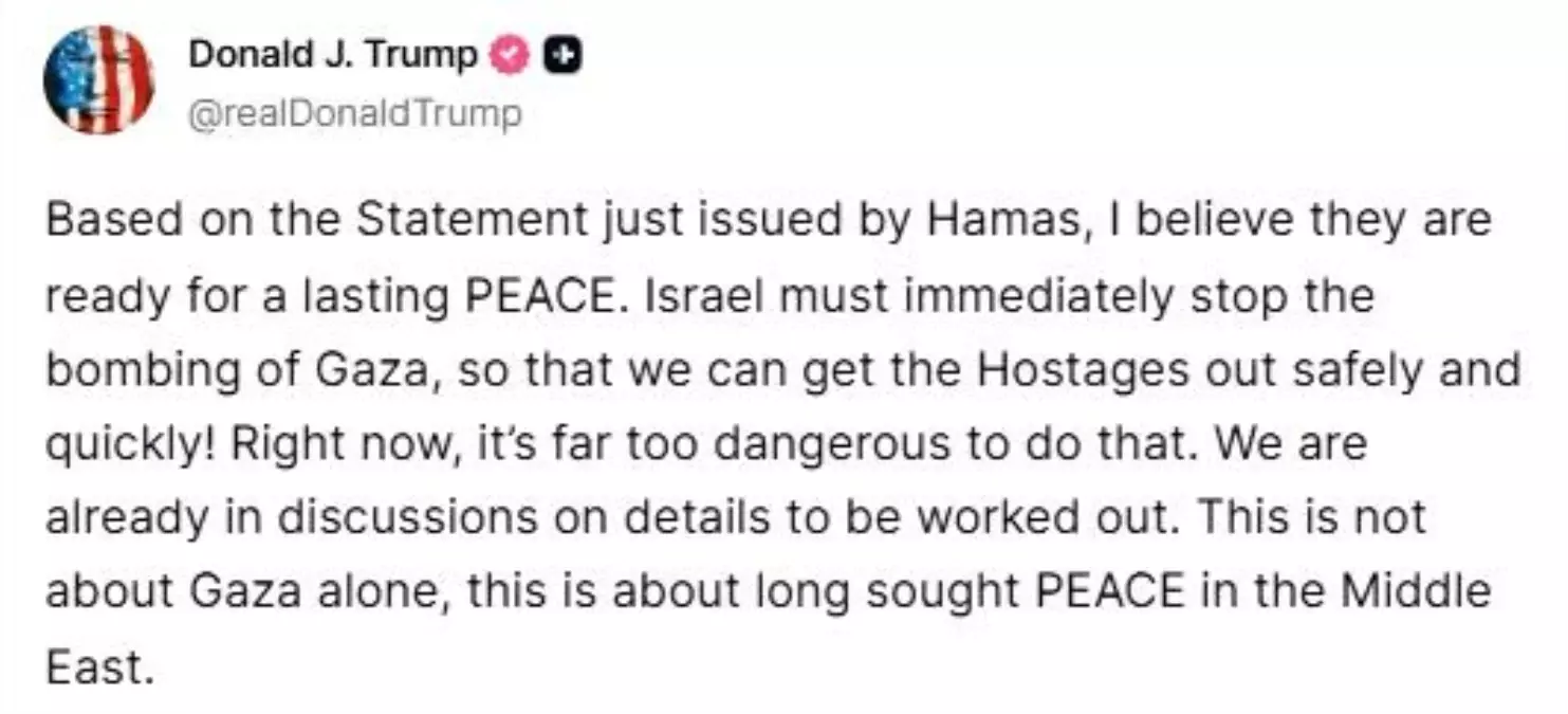 Trump'tan Hamas Açıklaması: Kalıcı Barışa Hazır Olabilirler