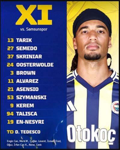 Samsunspor Fenerbahçe maçı ilk 11'i! Samsunspor Fenerbahçe maçı 11'i belli oldu mu, ilk 11'de kimler var?