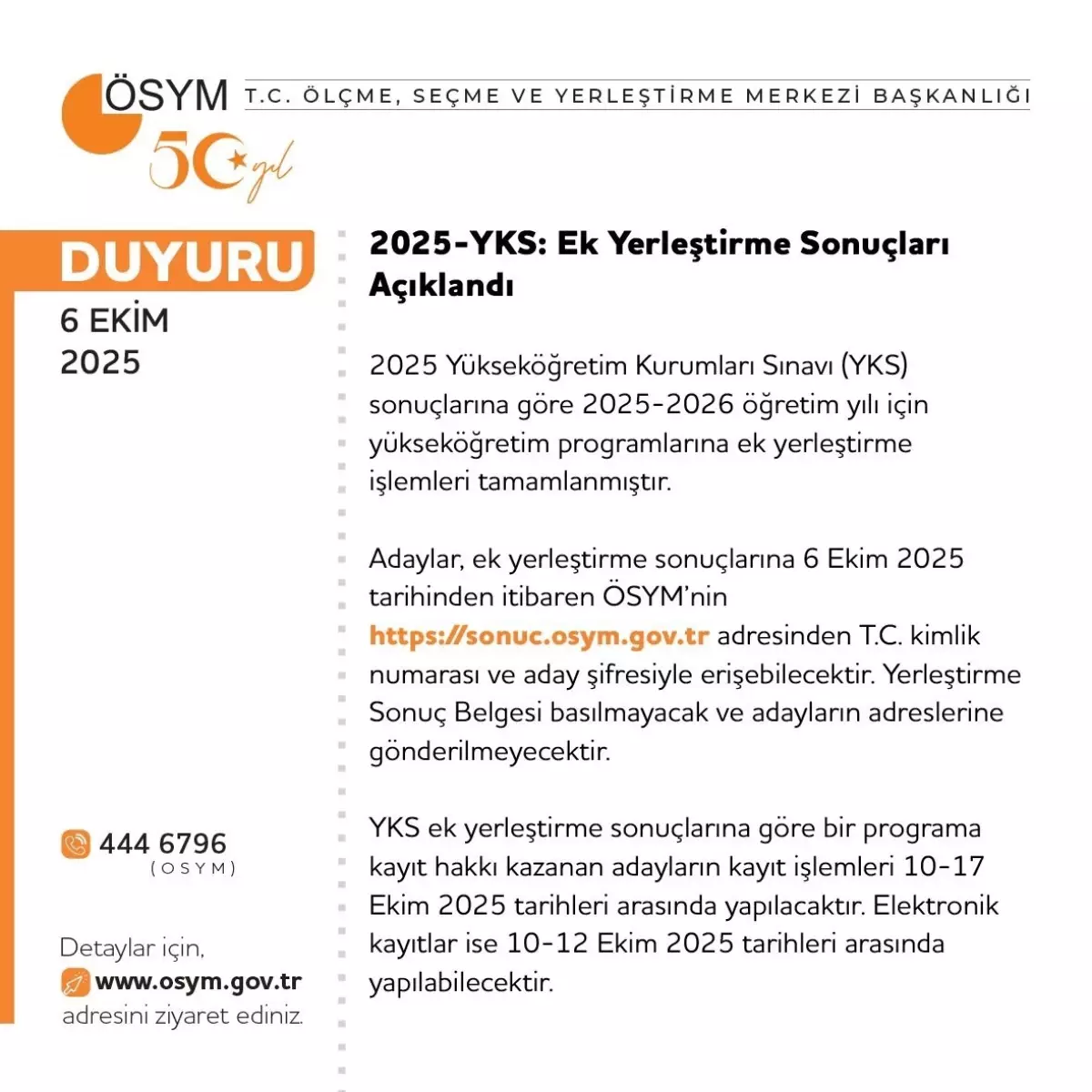2025 YKS Ek Yerleştirme İşlemleri Tamamlandı