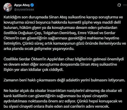 The key figure in the Sinan Ateş case, Lawyer Serdar Öktem, was shot