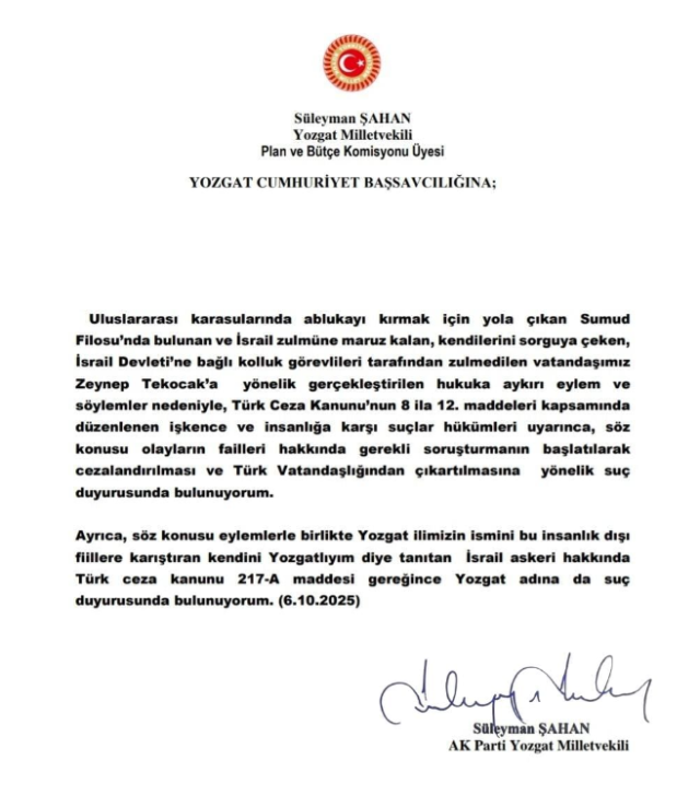 Criminal complaint against the Israeli soldier who said 'I am from Yozgat' by the AK Party deputy
