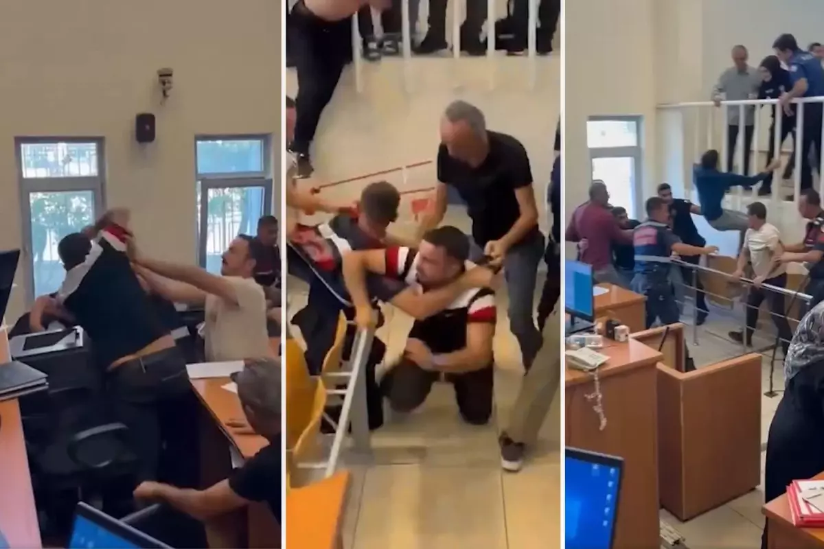 Diyarbakır Adliyesi'nde duruşma salonu içerisinde kavga