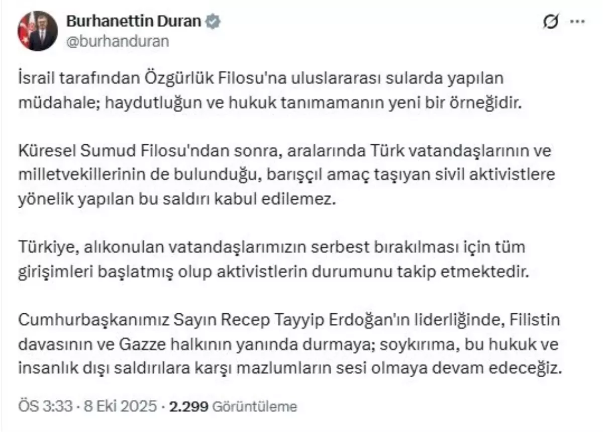 İsrail'in Özgürlük Filosu'na Müdahalesi Haydutluğun ve Hukuk Tanımamanın Yeni Bir Örneği
