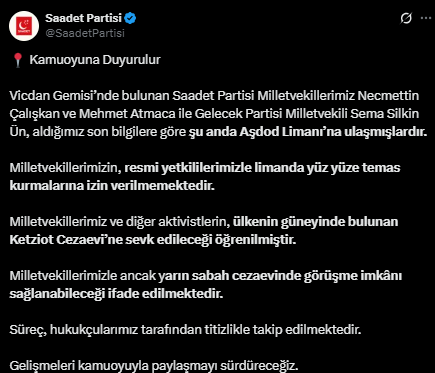 News about the Turkish deputies detained by Israel! Their fate has been revealed