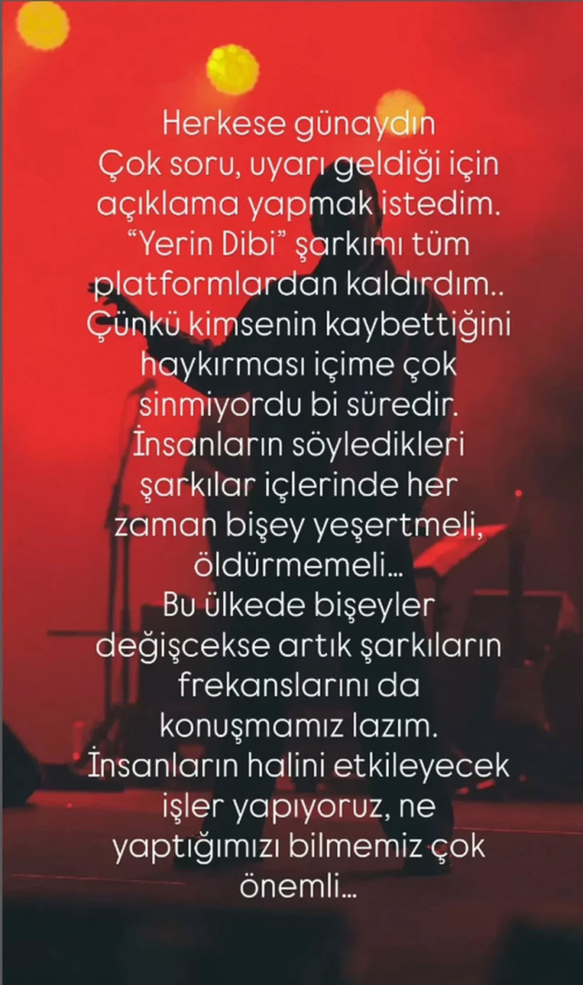 Murat Dalkılıç removed his new song from everywhere